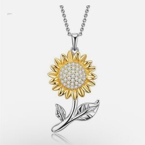 925 Sterling Silver Chain Sunflower Necklace